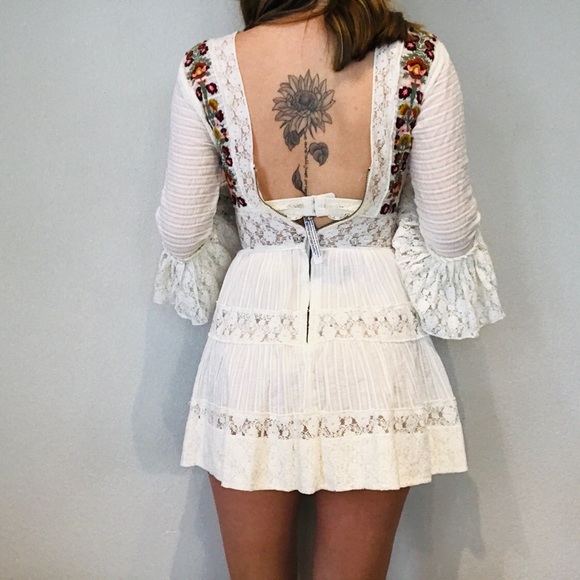 ❤️Free People one lace boho embroidered mini dress - Picture 7 of 8